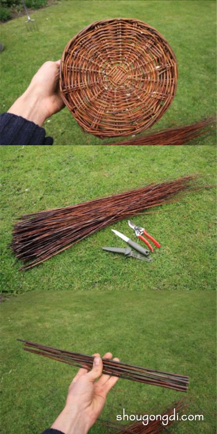 藤条编织篮子的教程 藤编篮子手工制作步骤 -  www.shougongdi.com
