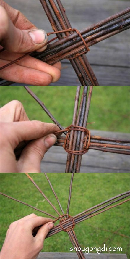 藤条编织篮子的教程 藤编篮子手工制作步骤 -  www.shougongdi.com