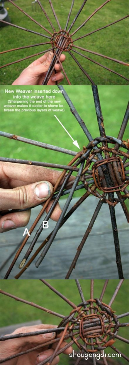 藤条编织篮子的教程 藤编篮子手工制作步骤 -  www.shougongdi.com