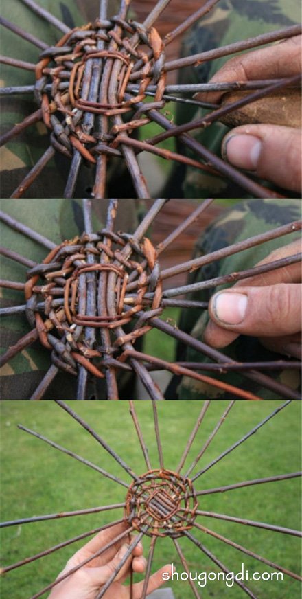 藤条编织篮子的教程 藤编篮子手工制作步骤 -  www.shougongdi.com