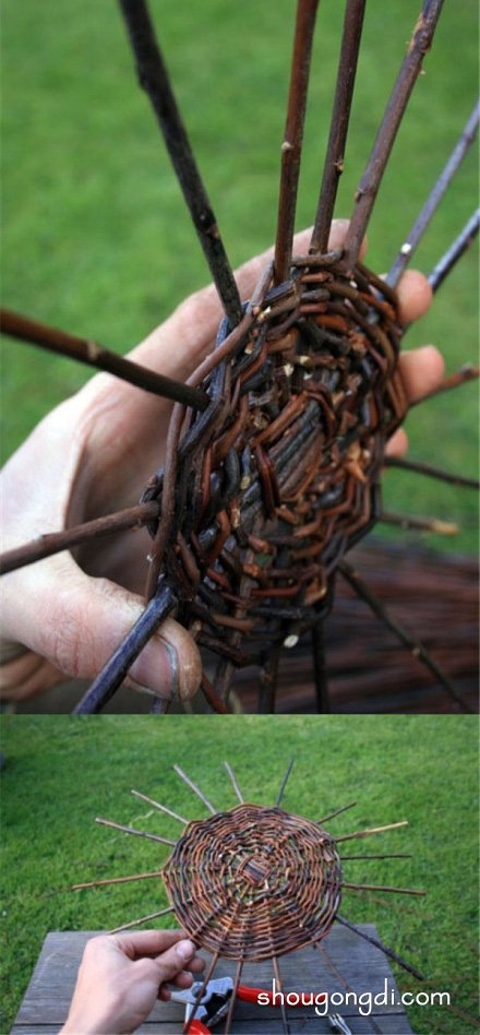 藤条编织篮子的教程 藤编篮子手工制作步骤 -  www.shougongdi.com